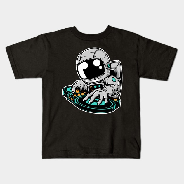 Astronaut DJ Kids T-Shirt by ArtisticParadigms